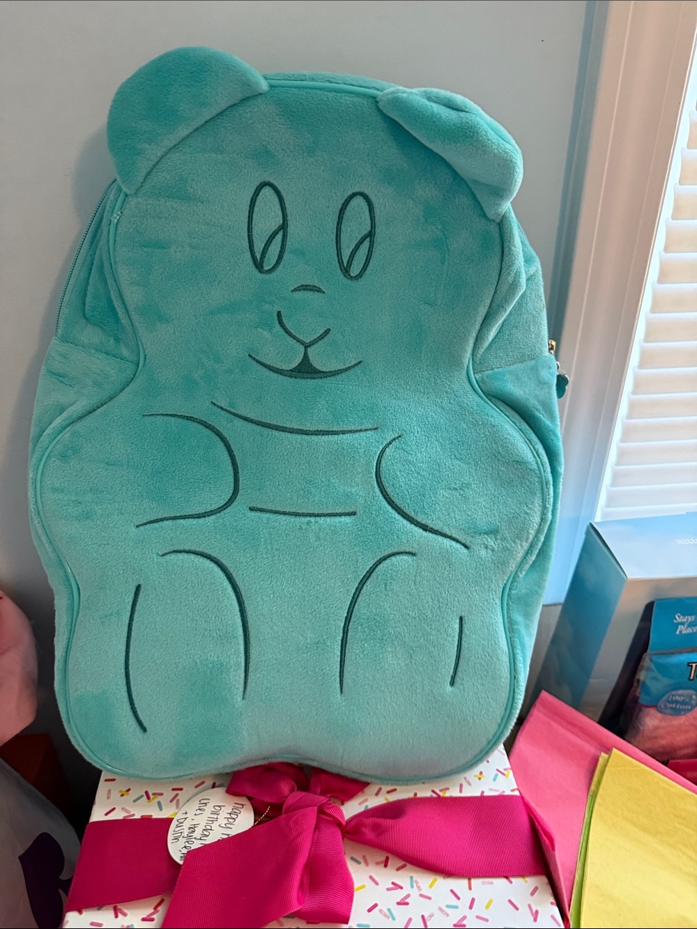 Turquoise Plush Bear Backpack